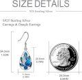 wholesale 925 Sterling Silver Teardrop Blue Lotus Flower Drop Earrings with CZ Stones for Women Girls  4cm Long-0-4