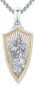 wholesale 925 Sterling Silver Metal Stone Saint Michael Christopher Judas Benedict Joseph Jude Pendant Necklace  for Men Religious Talisman Amulet Gift-0-0