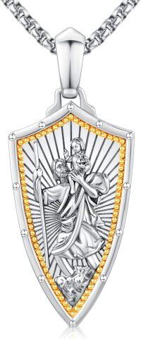 wholesale 925 Sterling Silver Metal Stone Saint Michael Christopher Judas Benedict Joseph Jude Pendant Necklace  for Men Religious Talisman Amulet Gift-03 Saint Christopher