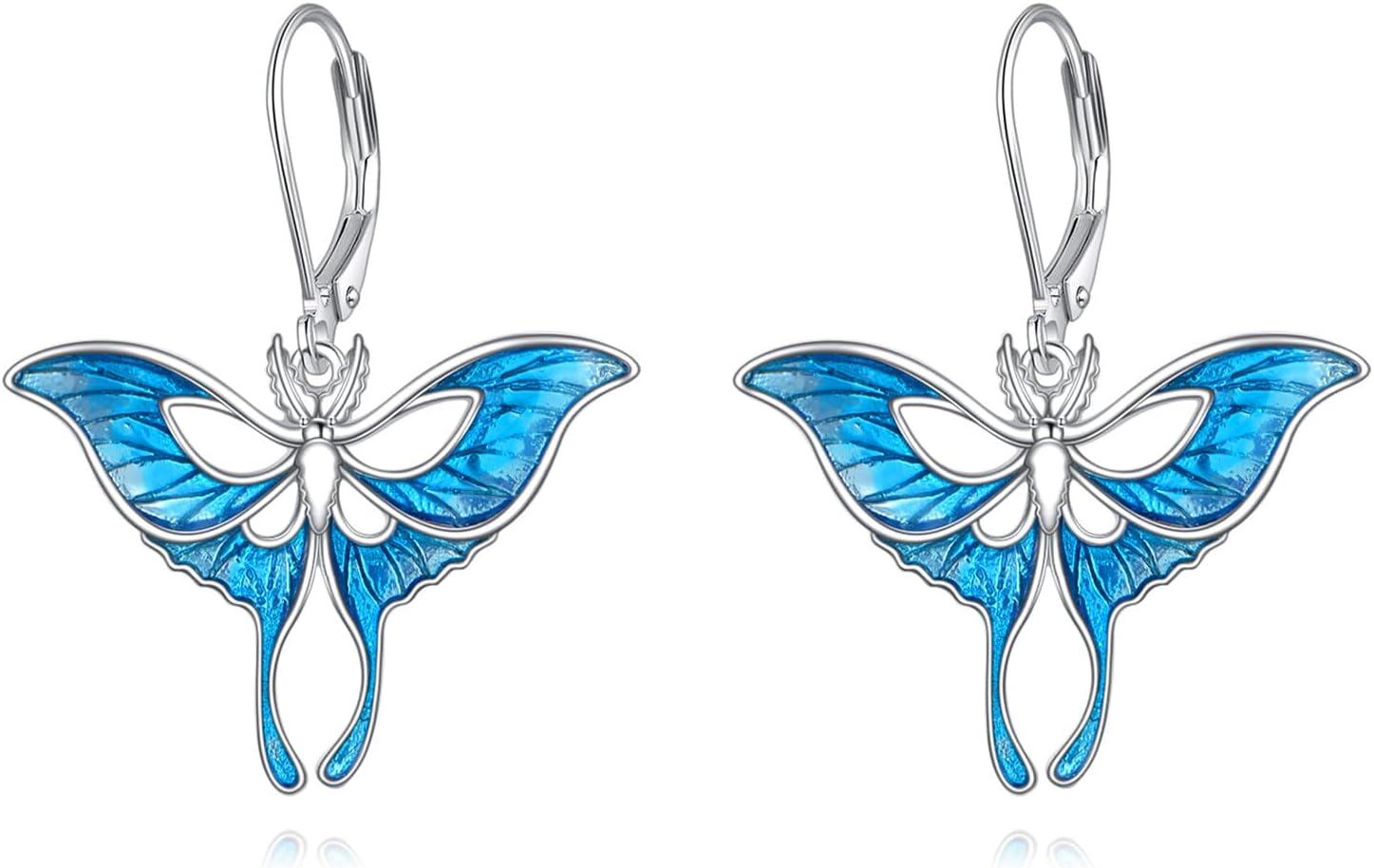 Sterling Silver Luna Moth Dangle Earrings Jewelry Gifts for Women Girls Friends-0-0