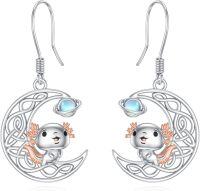 wholesale 925 Sterling Silver Moon Axolotl Drop Earrings Gift for Women Girls-Axolotl Earrings