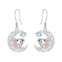 wholesale 925 Sterling Silver Moon Axolotl Drop Earrings Gift for Women Girls-Axolotl Earrings