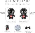 wholesale 925 Sterling Silver Plated Rose Gold Metal Voodoo Doll Stud Earrings - Gothic Horror Style Skeleton Heart Pendant Jewelry for Women Girls 2 Pcs Set-0-13