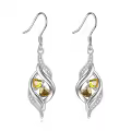 TOUPOP Sterling Silver Aquamarine November Birthstone Dangle Drop Earrings-0-0