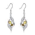 TOUPOP Sterling Silver Aquamarine November Birthstone Dangle Drop Earrings-0-0