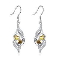 TOUPOP Sterling Silver Aquamarine November Birthstone Dangle Drop Earrings-undefined