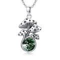 wholesale 925 Sterling Silver Green Moss Agate & Moonstone Mushroom Pendant Necklace-0-0