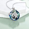 wholesale 925 Sterling Silver Blue Crystal Panda I Love You Moon Pendant Necklace-0-3
