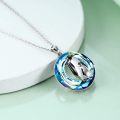 wholesale 925 Sterling Silver Blue Crystal Penguin Mother & Baby Pendant Necklace Gift for Women Girls-0-2