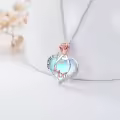 TOUPOP Sterling Silver Moonstone Rose Flower Love Heart Necklace For Mom/Grandma-0-3