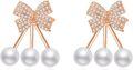 wholesale 925 Sterling Silver Bow and Pearls Stud Earrings for Women & Teen Girls-0-6