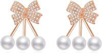 wholesale Sterling Silver Freshwater Cultured Pearl Earrings for Women Teens-Rose gold
