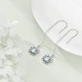 wholesale 925 Sterling Silver Lotus Flower Moonstone Threader Earrings for Women s-0-1
