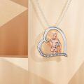 wholesale 925 Sterling Silver Volleyball Player Pendant Necklace with Heart-Shaped Frame and Cubic Zirconia Accents-0-1