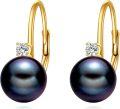 wholesale 14K Gold Black Pearl Leverback Hoop Earrings for Women Anniversary Gift-0-0