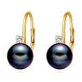 wholesale 14K Gold Black Pearl Leverback Hoop Earrings for Women Anniversary Gift-0-0