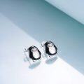 wholesale 925 Sterling Silver Penguin Stud Earrings - Cute Black and White Design-0-2