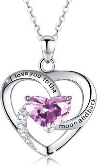 wholesale Sterling Silver Birthstone Heart Necklace Infinity Love Pendant-1469E-Y