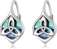 wholesale 925 Sterling Silver Abalone Shell Celtic Trinity Knot Leverback Earrings Triquetra Tree of Life s for Women Girls-celtic knot-02-celtic knot-02