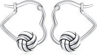 wholesale 925 Sterling Silver 3D Volleyball Design Huggie Hoop Earrings for Women and Girls Gift Ideas-Volleyball