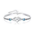 wholesale 925 Sterling Silver Heart Infinity Bracelet Blue Crystal Engraved Bangle For Women Mom-0-0