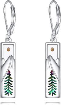 wholesale 925 Sterling Silver Abalone Tree & Mountains Leverback Earrings-Silver-Mountain Earrings with Mustard Seed