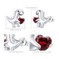 wholesale 925 Sterling Silver Platinum Plated Cute Dinosaur Red Heart Crystal Stud Earrings-0-4