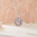 wholesale 925 Sterling Silver Crystal Rose Flower Sisters Forever Pendant Necklace-0-3
