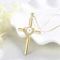 wholesale 925 Sterling Silver Cross with Heart and Cubic Zirconia Accents Pendant Necklace Christian -0-3