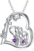 wholesale Sterling Silver Moissanite Birthstone Elephant Family Mom Necklace 18+2 Chain-0-0