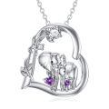 wholesale 925 Sterling Silver Moissanite Birthstone Elephant Family Mom Necklace 18+2 Chain-0-0