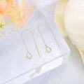 wholesale 14K Gold Opal Teardrop Threader Earrings - Elegant Long Dangle s for Her-0-1
