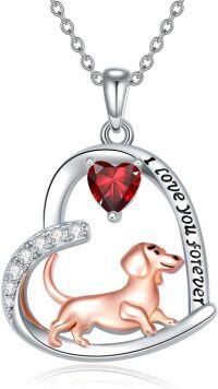 wholesale Sterling Silver Birthstone Dachshund Necklace Dog Lover Gift-1-01-January