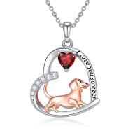 wholesale 925 Sterling Silver Corgi Love Forever Pendant Necklace-1-01-January