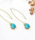 wholesale 925 Sterling Silver Oval Turquoise Drop Earrings for Women-0-4