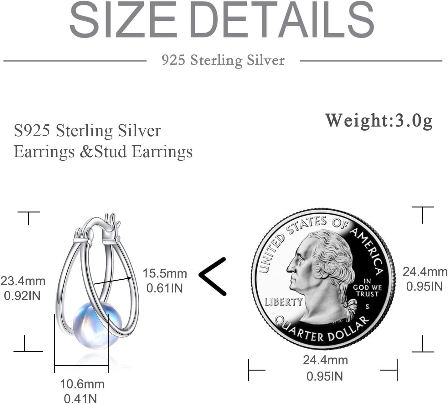 wholesale 925 Sterling Silver Hoop Black Agate Studs Earring Set for Women Girls Minimalist  4PC-0-4