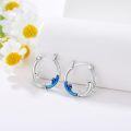 wholesale 925 Sterling Silver Blue Enamel Dolphin Wave Hoop Earrings for Women-0-1