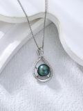 wholesale 925 Sterling Silver & White Gold-Plated Teardrop Black Freshwater Pearl Pendant Necklace with Cubic Zirconia Accents-0-1