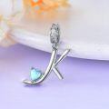 wholesale 925 Sterling Silver Heart-Shaped Blue Moonstone Initial N Charm Pendant Necklace Gift-0-21