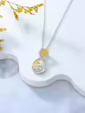 TOUPOP Sterling Silver Sunflower Rose Ladybug Pendant Infinity Necklace-0-4