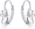 wholesale 925 Sterling Silver Gold Cat Shape Leverback Earrings for Women and Teen Girls - Birthday & Christmas Gift Ideas-0-6