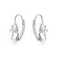 wholesale 925 Sterling Silver Cat Bowtie Cz White Gold Plated Hoop Earrings For Women-0-6