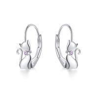 wholesale 925 Sterling Silver Cat Bowtie Cz White Gold Plated Hoop Earrings For Women-Cat Earrings-purple cz