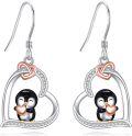 wholesale 925 Sterling Silver Heart-Shaped Penguin Christmas Dangle Earrings Gift for Women-0-0