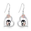 wholesale 925 Sterling Silver Adorable Penguin Heart-shaped Earrings-0-0