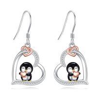 wholesale 925 Sterling Silver Adorable Penguin Heart-shaped Earrings-Penguin Earrings