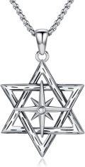 wholesale 925 Sterling Silver Star of David Compass Pendant Necklace -0-0