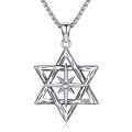 wholesale 925 Sterling Silver Six Pointed Star Compass Cz Pendant Necklace For Women-0-0