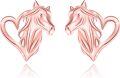 wholesale 925 Sterling Silver Heart-Shaped Horse Stud Earrings for Women - Hypoallergenic -0-6