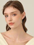 wholesale Gold-Plated 925 Sterling Silver Garnet Heart Shape Cubic Zirconia Dangle Drop Earrings for Women-0-1